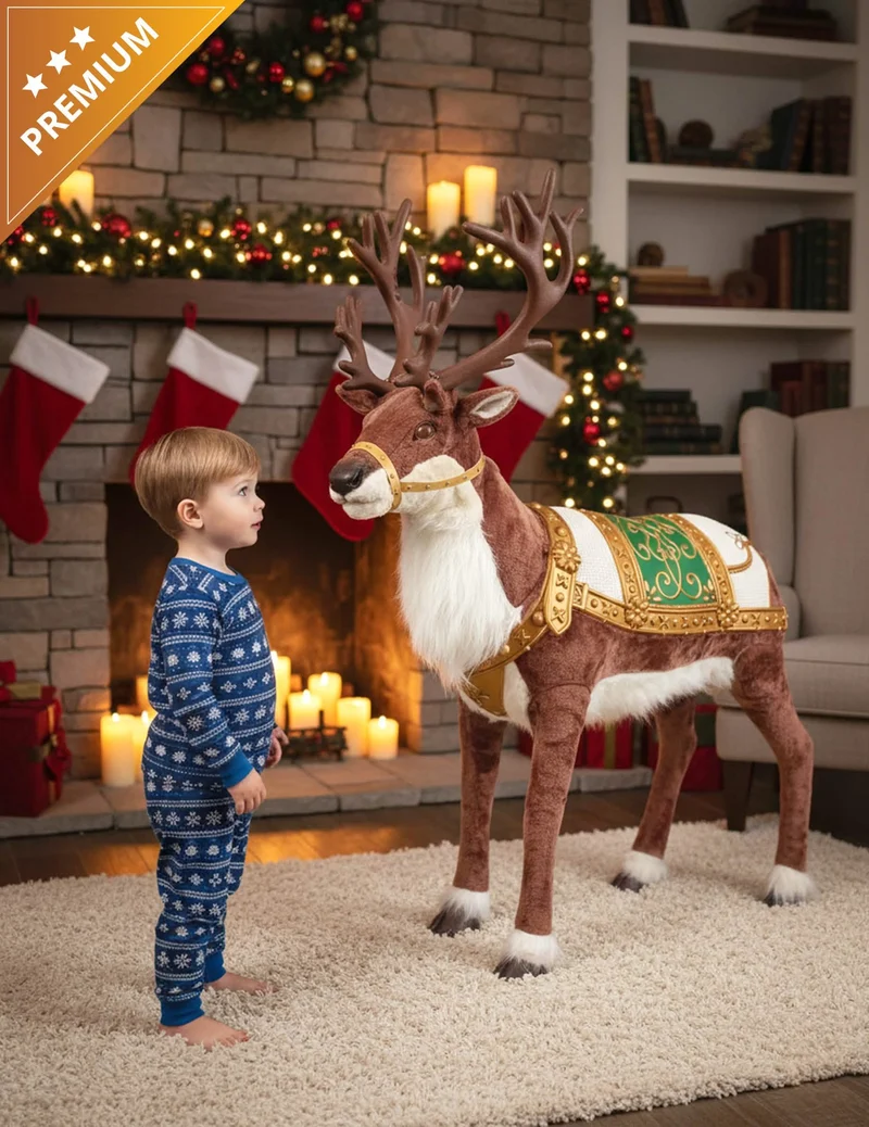 Animierte Weihnachtsrentier-Dekoration mit Sound und Bewegung 143 cm
