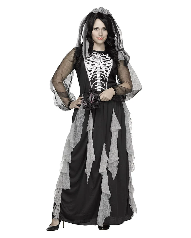 Skelett Braut Damenkostüm PLUS SIZE