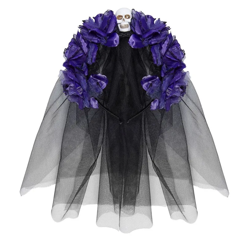 Halloween Haarband Schwarz Lila Schleier