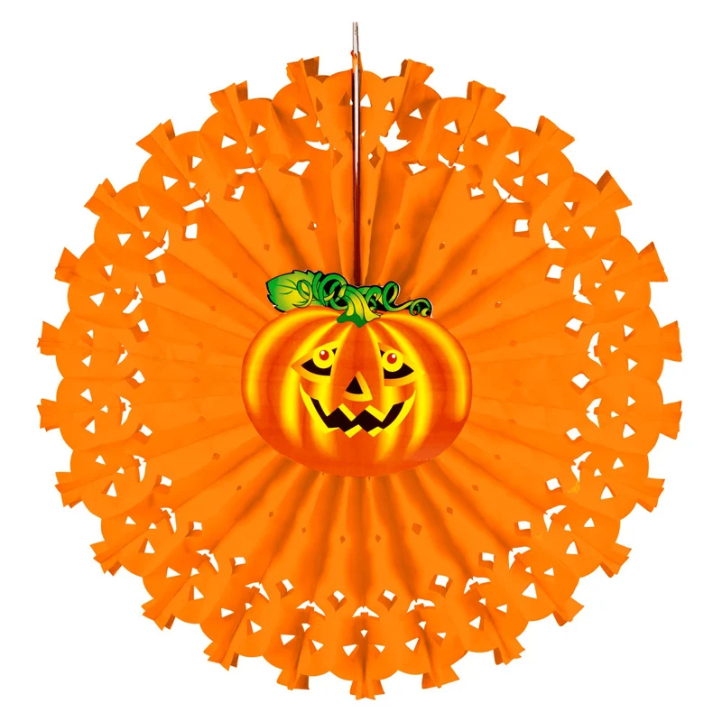 Halloween Fan Orange Kürbis 50cm