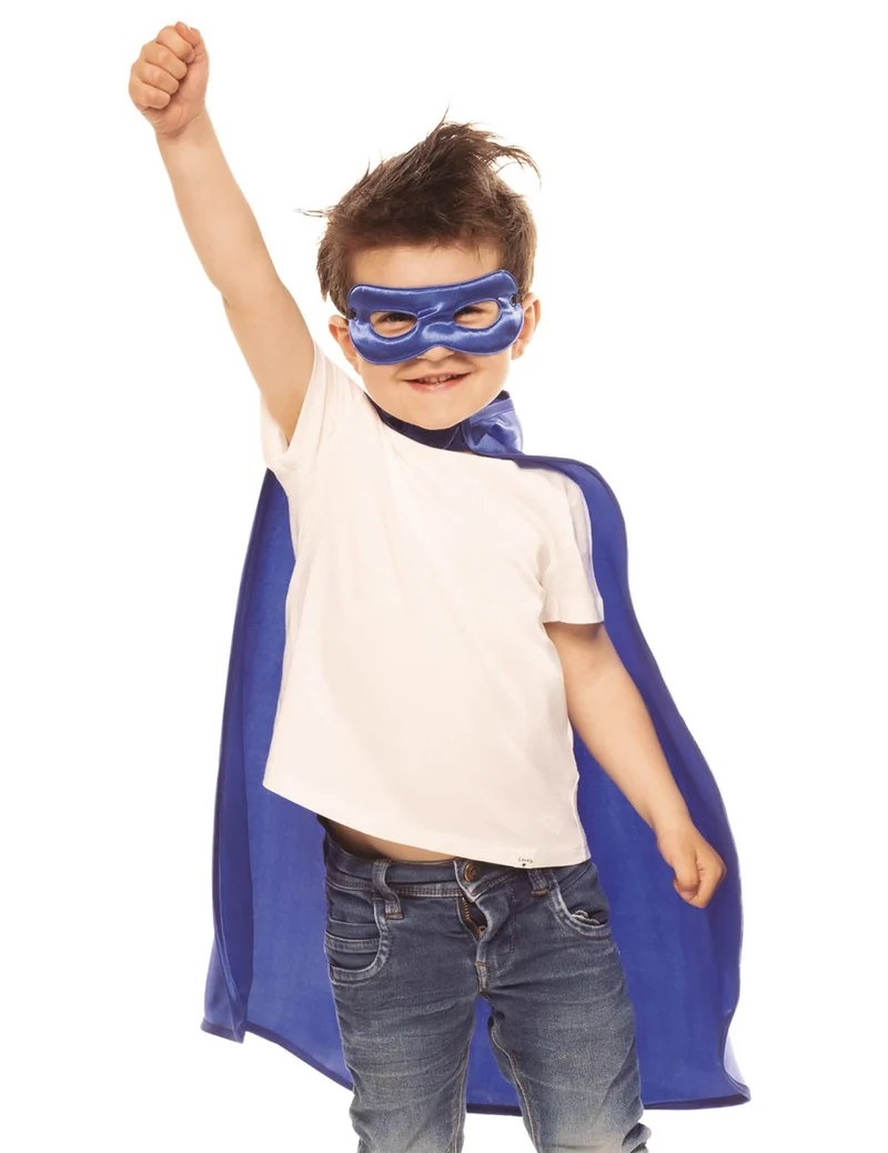 Superhelden Set Umhang Maske für Kinder blau