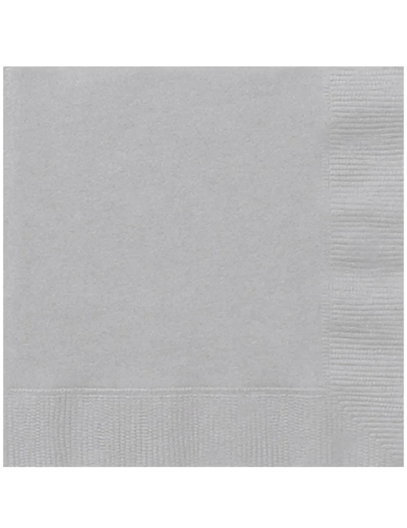 20 silberne Papierservietten 33 x 33 cm für Party