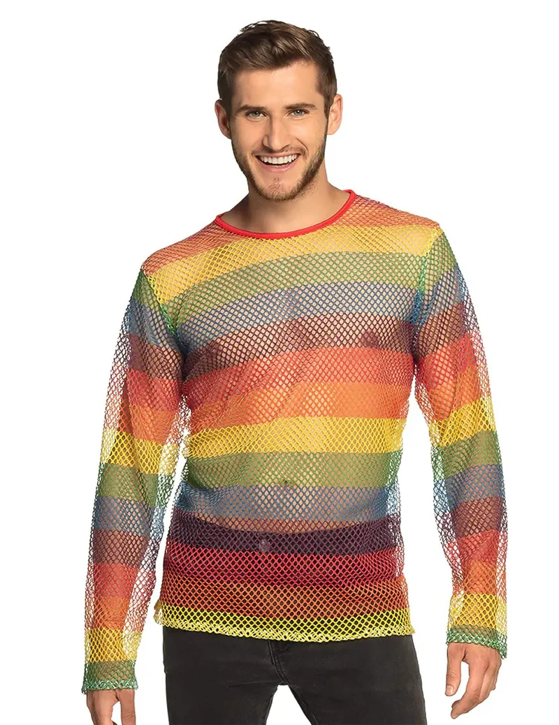 Regenbogen-Netzoberteil für Herren