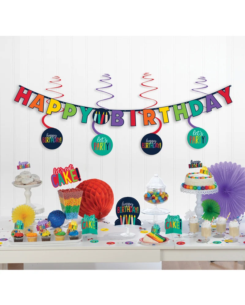 Happy Birthday Partydeko Set Regenbogen 17-tlg.