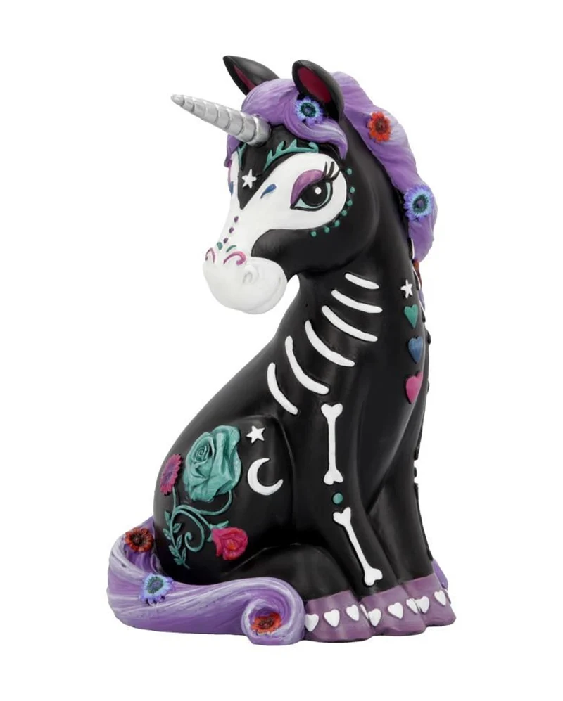 Schwarzes Skelett Einhorn 22cm