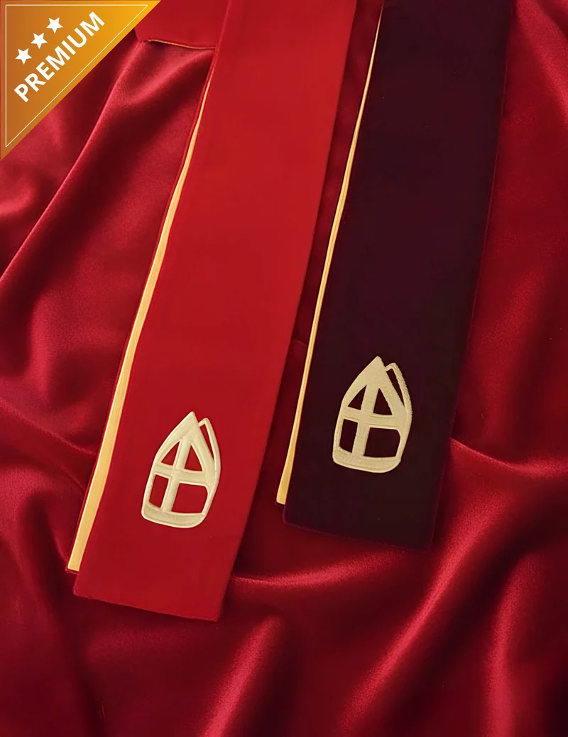 Rote Nikolaus-Stola aus Luxus-Samt