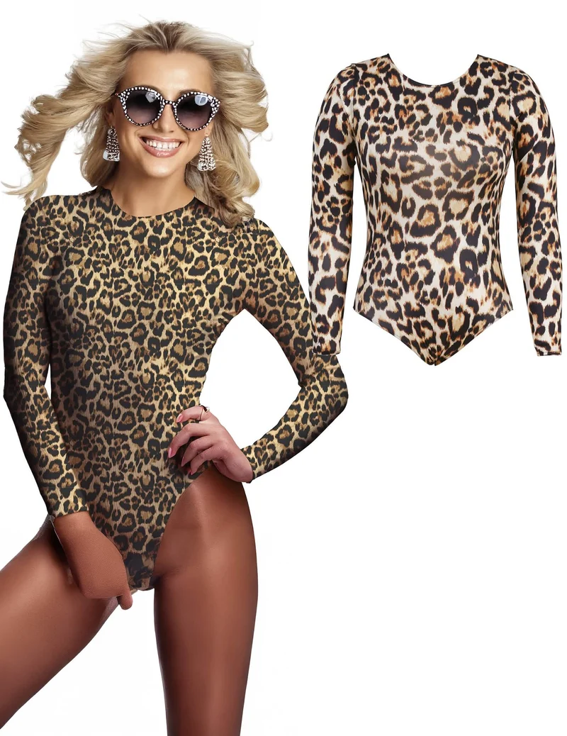 Leopard Langarm-Body für Damen