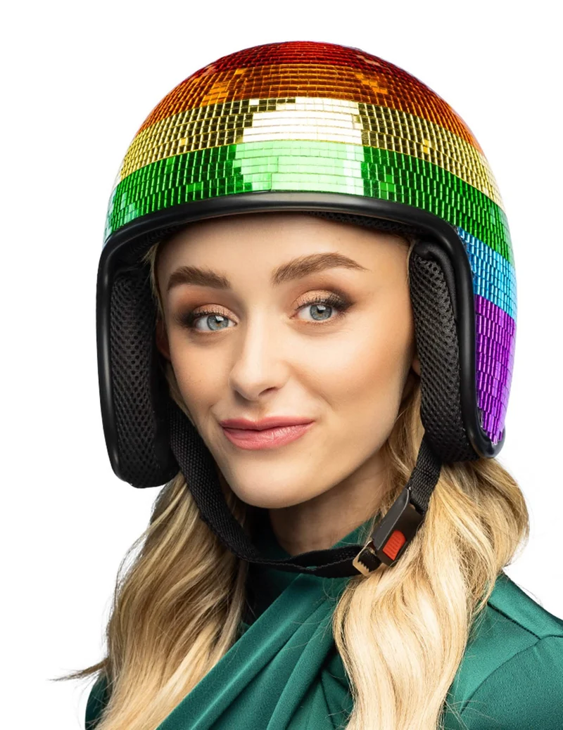 Regenbogen-Discokugel-Helm für Erwachsene