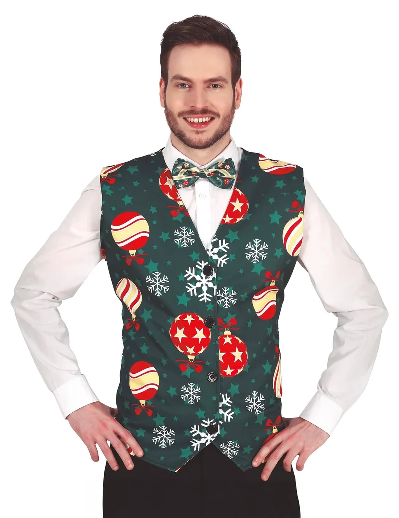 Weste mit Schneeflocken- und Weihnachtskugelmuster für Erwachsene