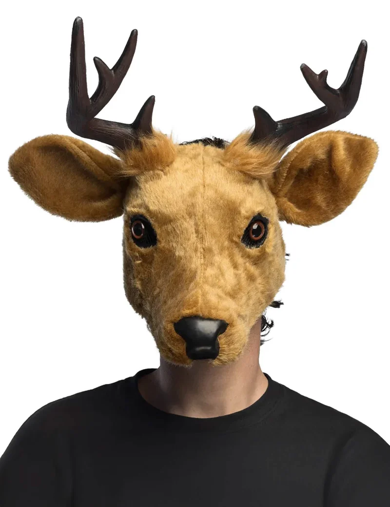 Hirsch Plüsch-Halbmaske für Erwachsene