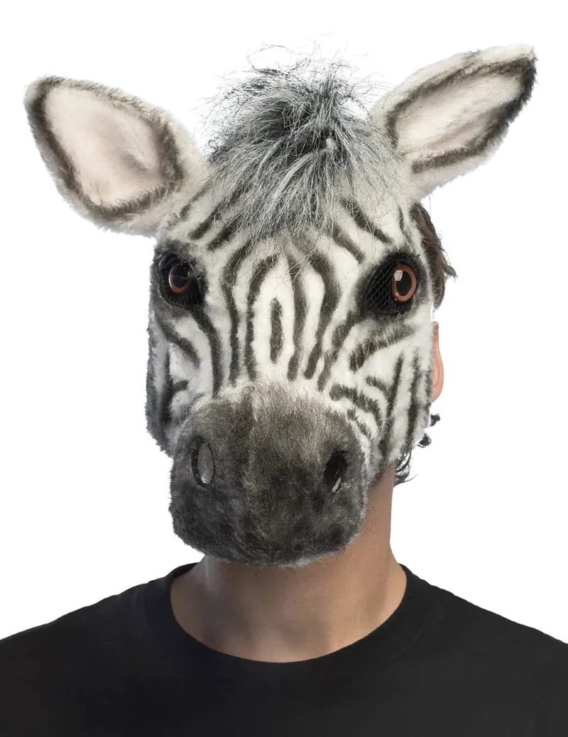 Zebra-Plüsch-Halbmaske für Erwachsene