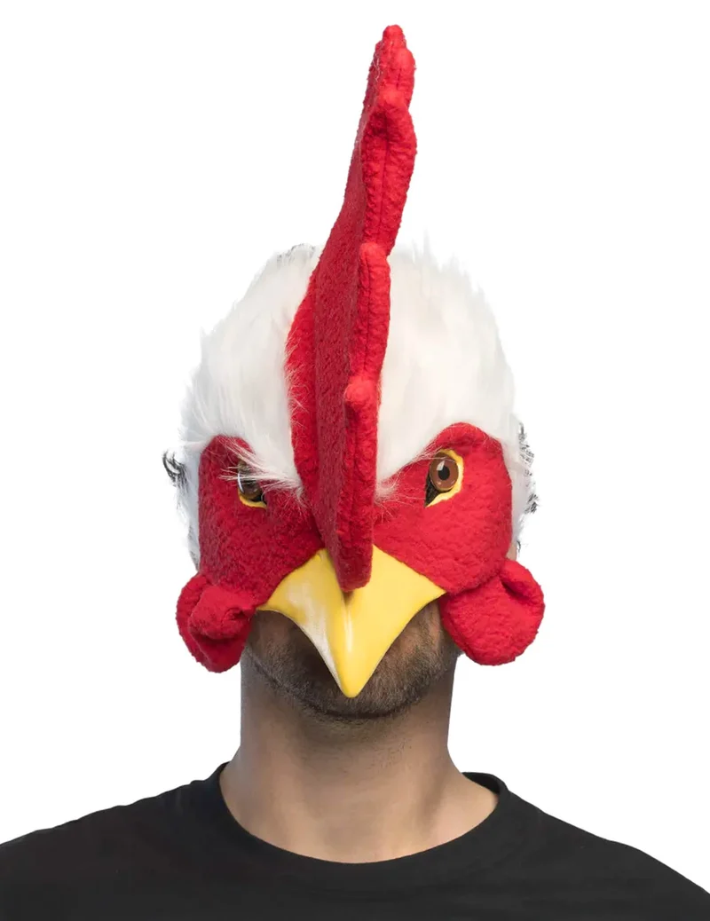 Plüsch-Hahnen-Halbmaske für Erwachsene