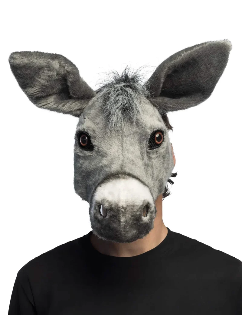 Esel Plüsch-Halbmaske für Erwachsene