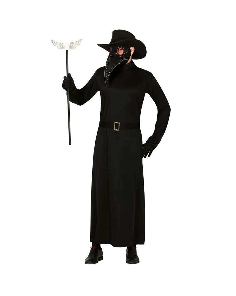 Pest Arzt Kostüm mit Schnabelmaske und Hut für Herren