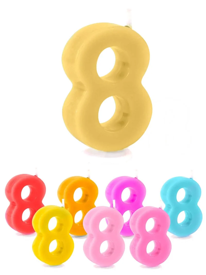 Geburtstagskerze Ziffer 8 Tortendeko bunt 6cm