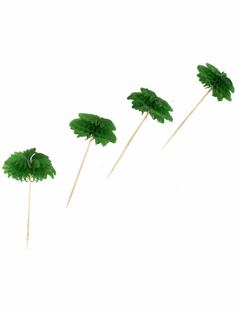 12 Cocktail-Piker Hawaii mit Wabenpalme 7,6cm