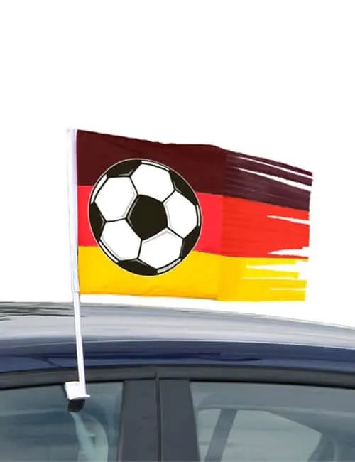 Fußball-Fahne fürs Auto Fanartikel für Fussball-Fans schwarz-rot-gelb 45x30cm
