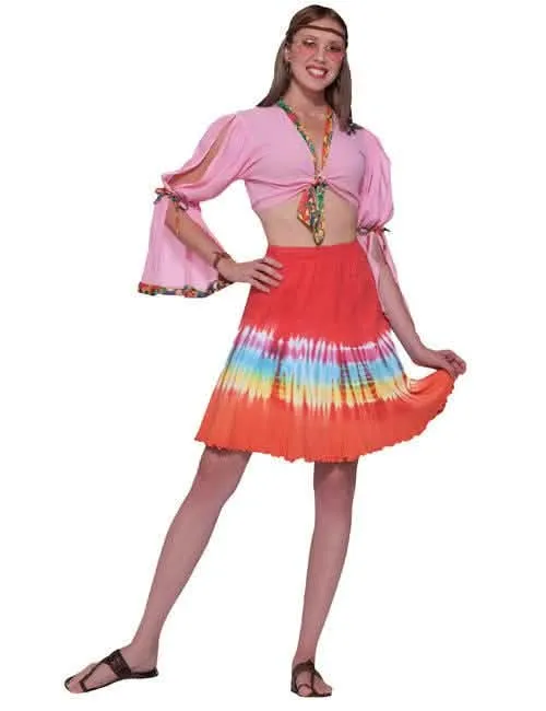60er 70er Hippie Batik Rock rot-bunt