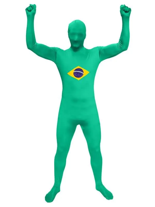 Brasilianischer-Overall Fanartikel-Kostüm Fußball-Suit grün-gelb-blau
