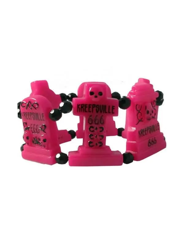 Kreepsville Gothic Armband Grabsteine pink