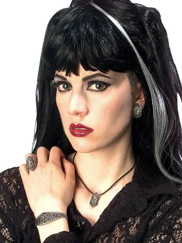 Gothic Schmuckset mit Halbedelsteinen silber