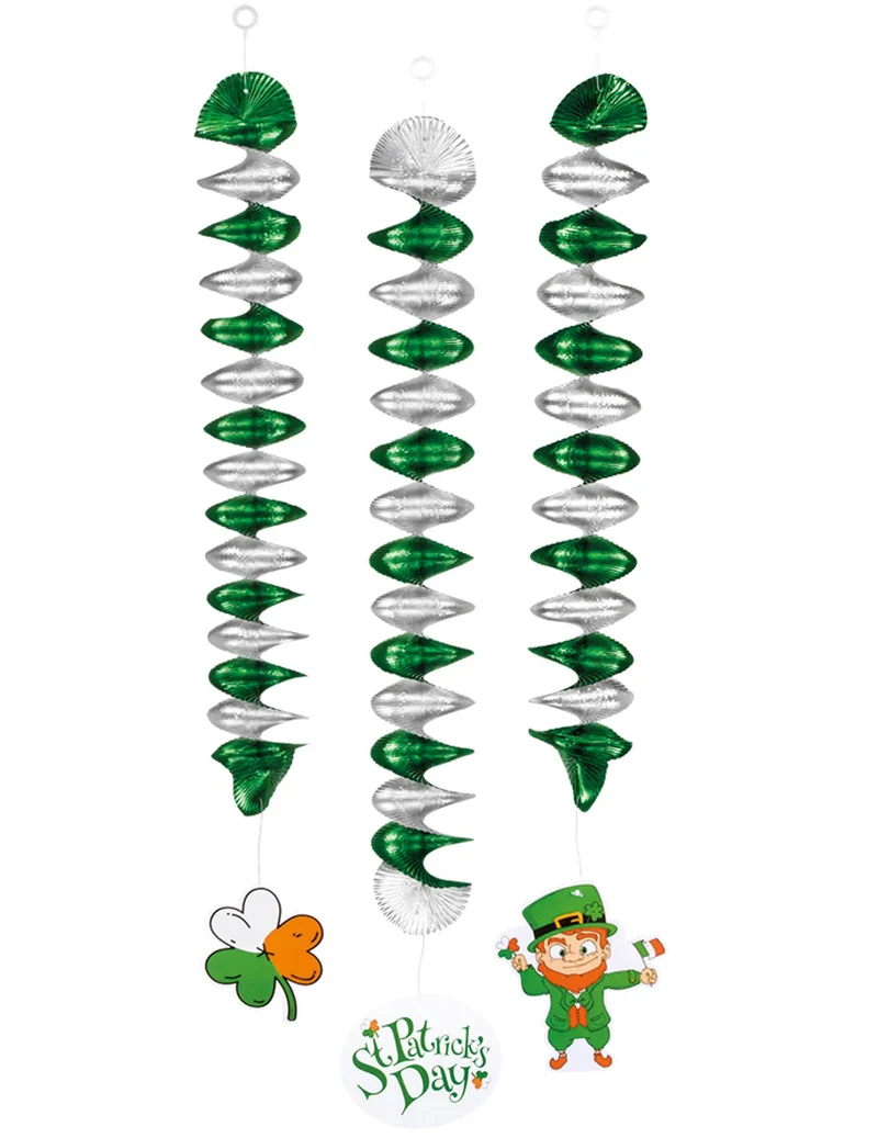 3 Deko-Spiralen St. Patrick's Day 60 cm