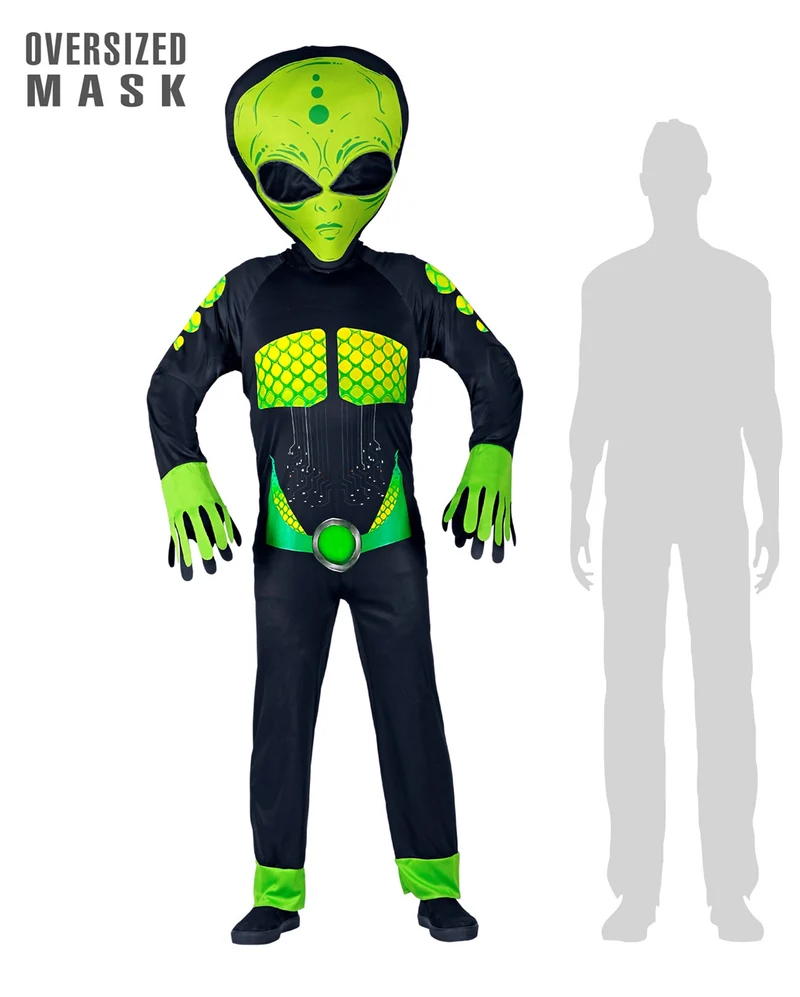 Space Alien Overall mit Riesenmaske