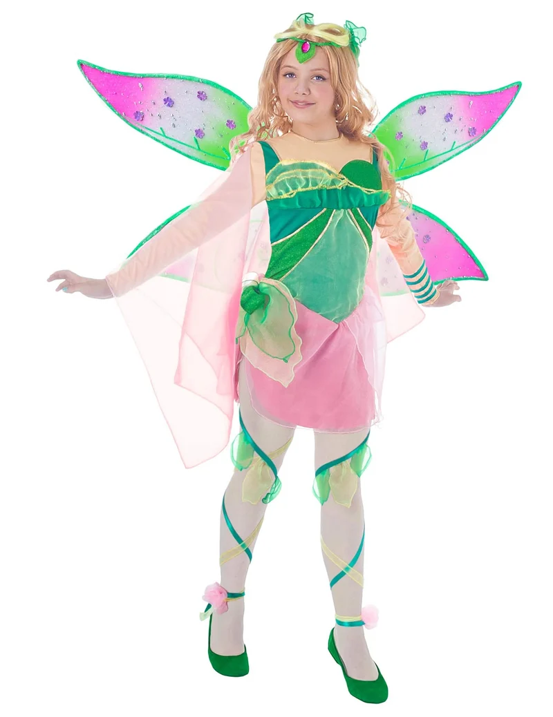 Flora™-Feenkostüm für Mädchen Winx Club™-Serie grün-rosa