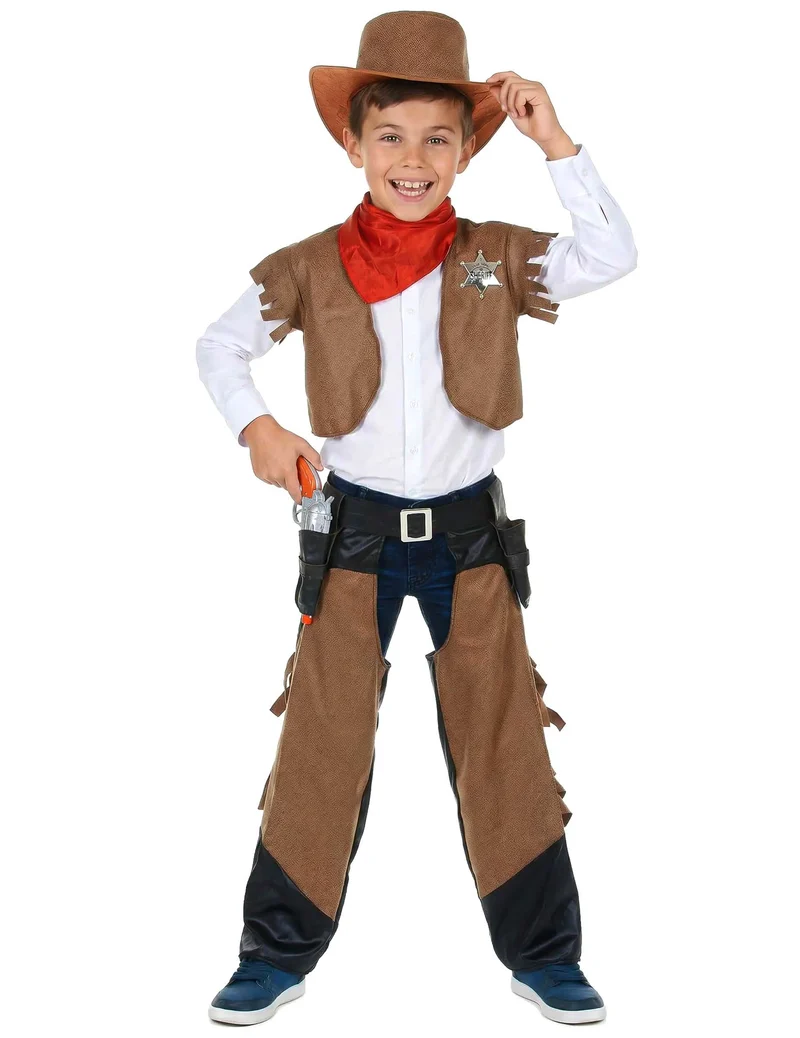 Western Cowboy-Kostüm für Jungen braun-weiss