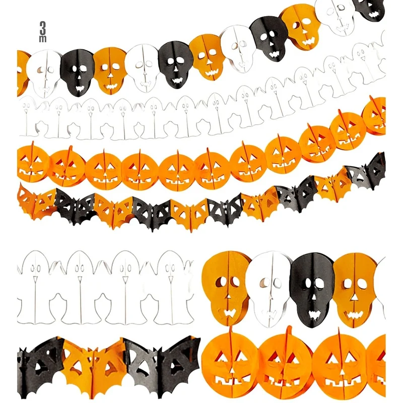 Halloween Girlande Totenkopf und Geist 3m