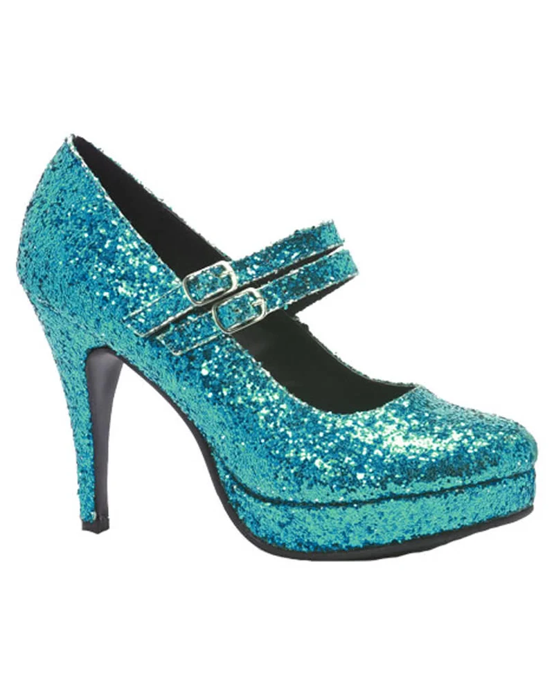 Glitzernde Mary Janes Pumps blau