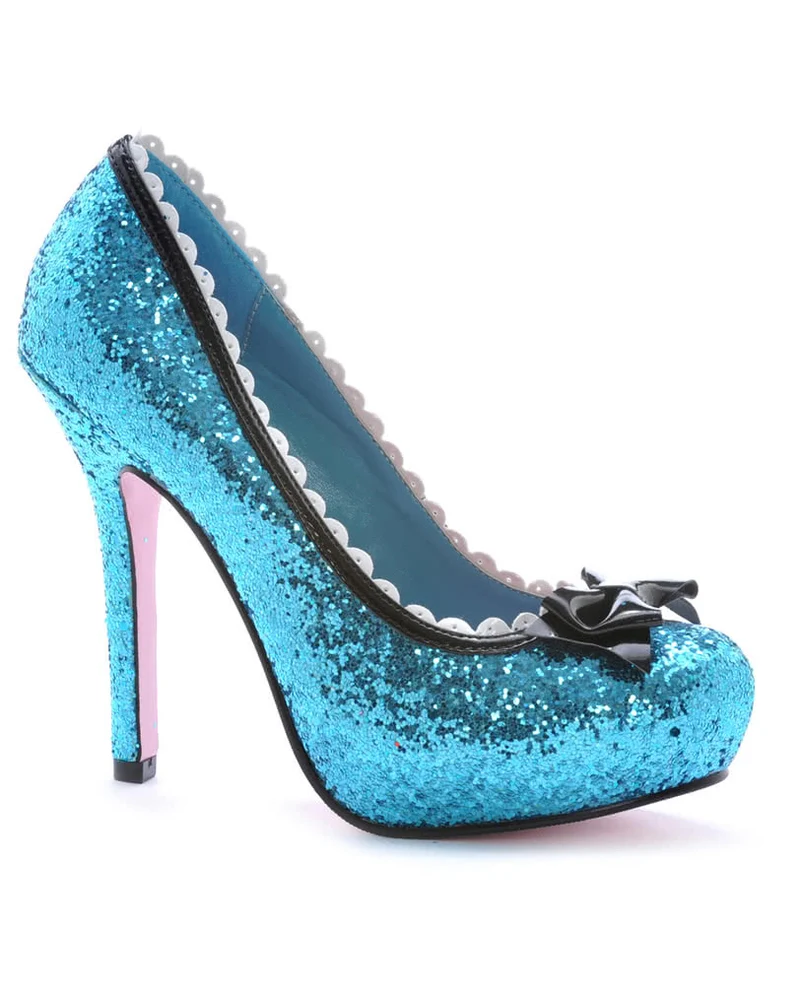 Glitter Pumps mit Lackschleife Blau