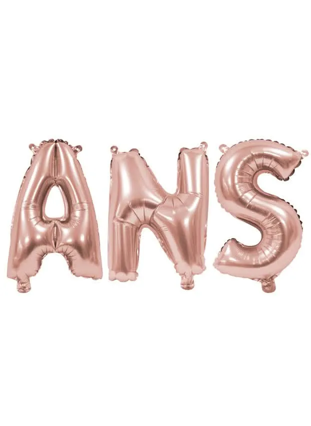 Aluminiumballons Buchstabe Ans Roségold 36 cm Geburtstagsdekoration