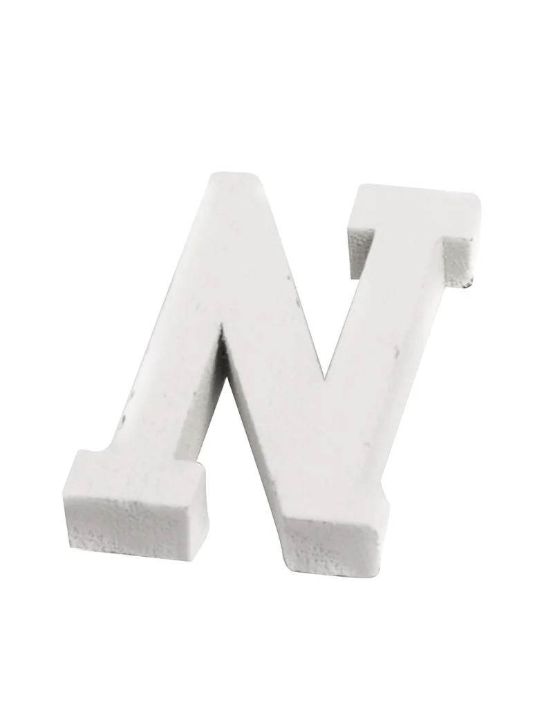 Kleiner weißer Holzbuchstabe N, 5 cm, für Hochzeit