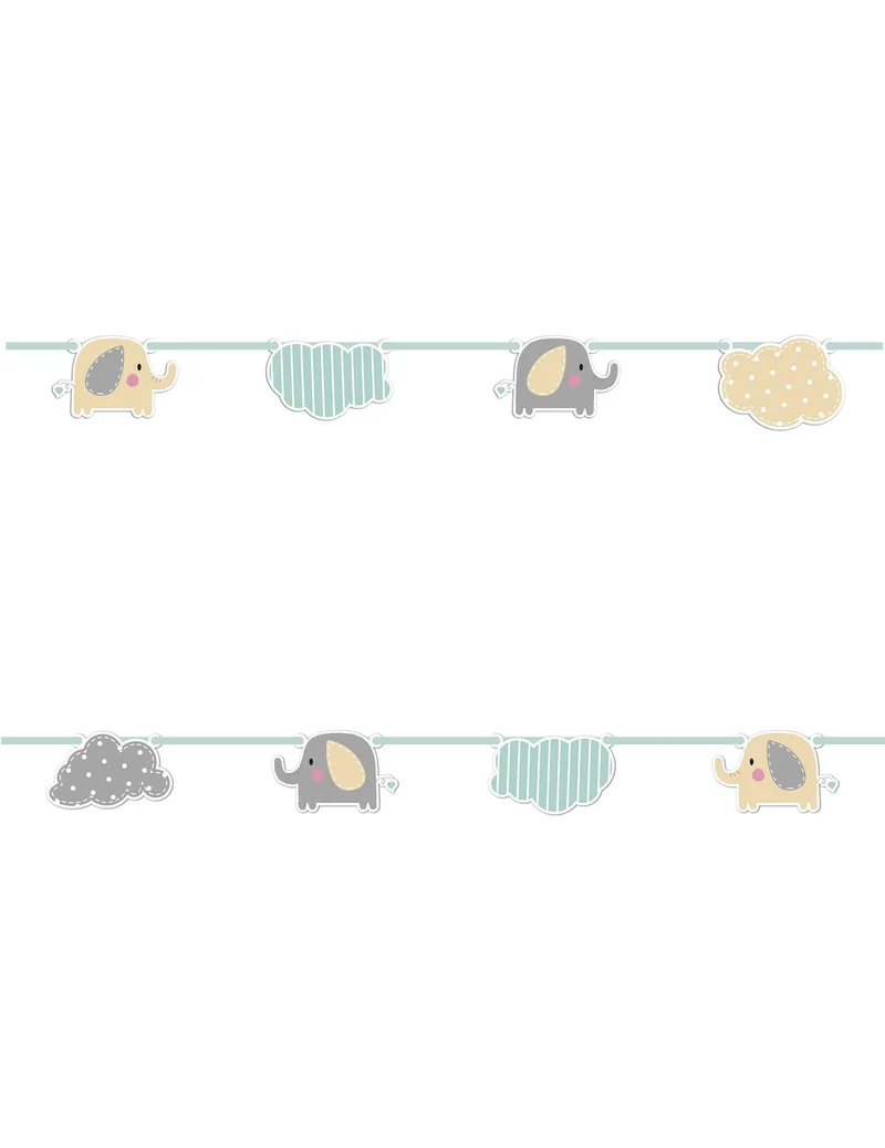 Kartongirlande Baby Elefant 2 m und Wolken