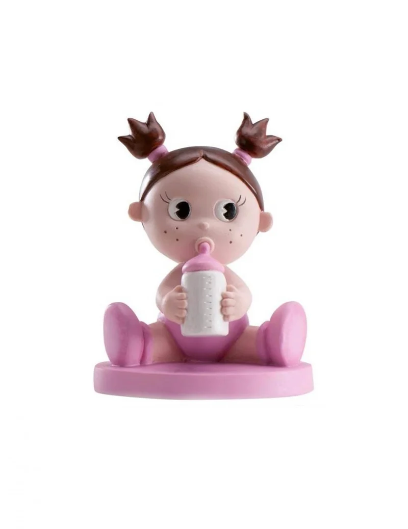 Figurine aus Harz, Mädchen mit Flasche, 10 cm, Babyparty Dekoration