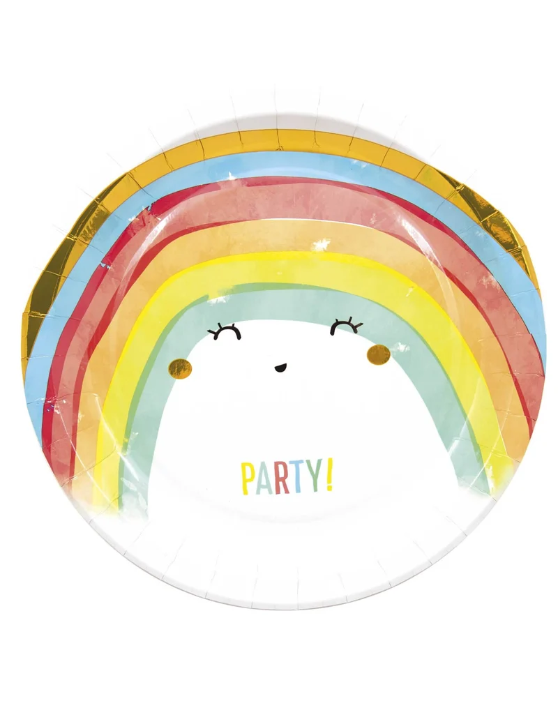 8 Pappteller Regenbogenparty 23 cm Regenbogen