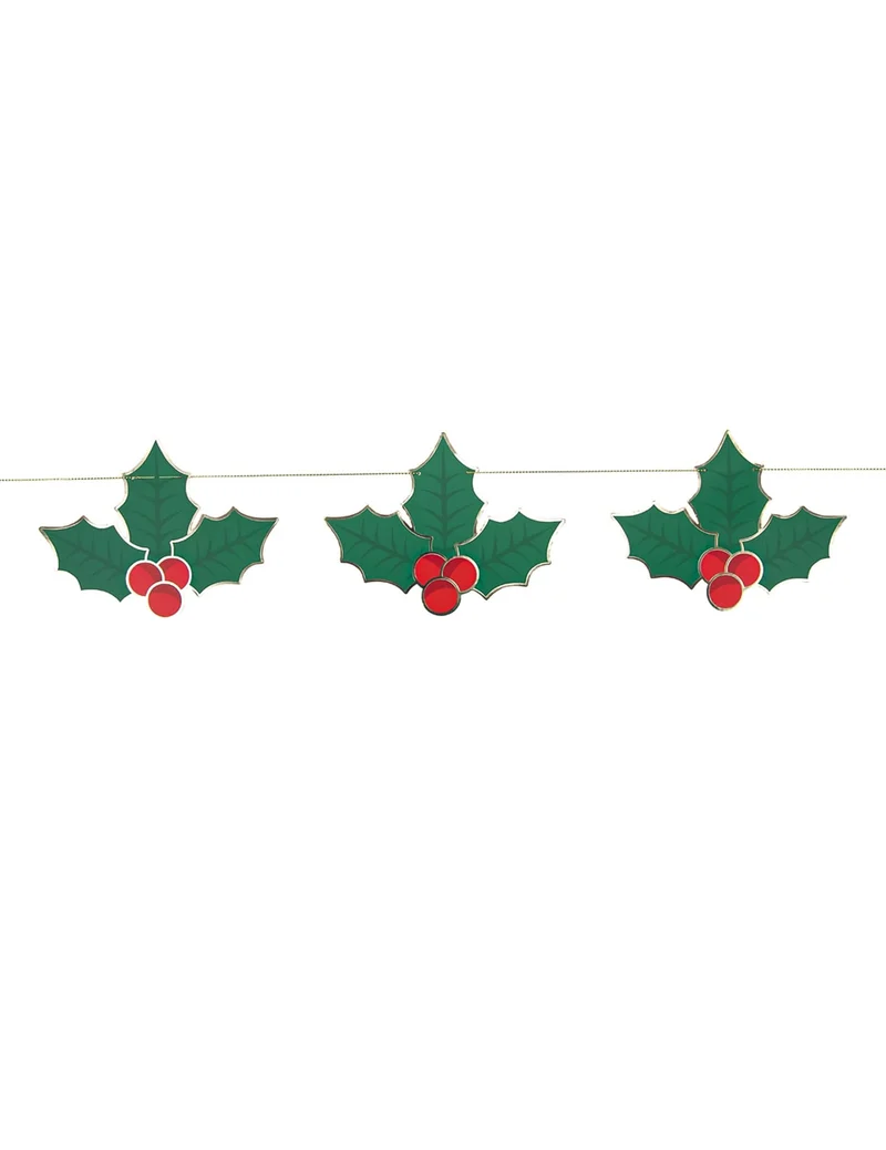 Weihnachts-Stechpalmen-Girlande 3m aus Pappe