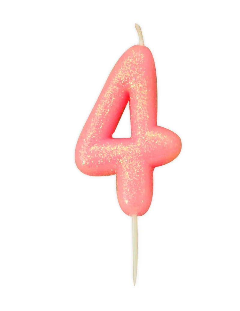 Geburtstagskerze Zahl 4 irisierend rosa 9 cm