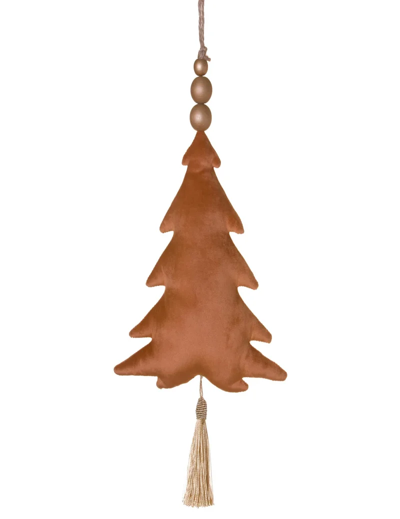 Terracotta-Samt Weihnachtsbaum-Anhänger 22 cm mit elfenbeinfarbener Quaste