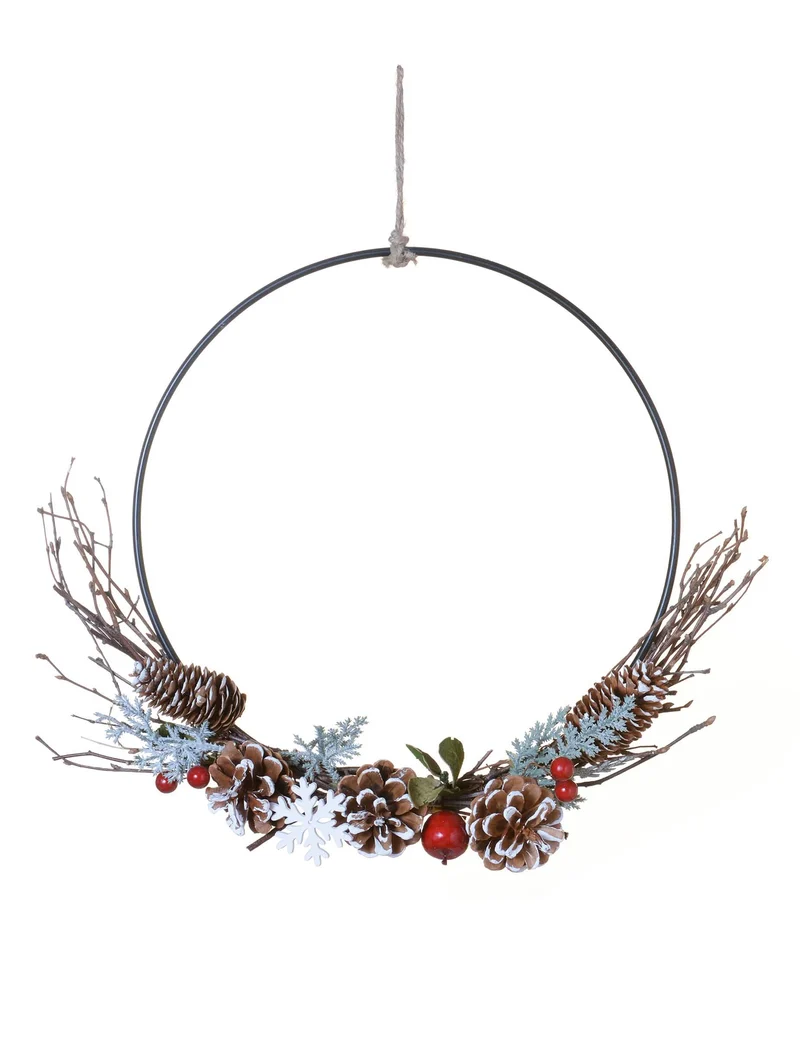 Weihnachtskranz zum Aufhängen, Waldbereen, 35 cm, beschneit