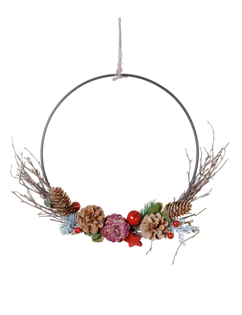 Traditioneller Natur-Hängelkranz 35 cm mit Tannenzapfen