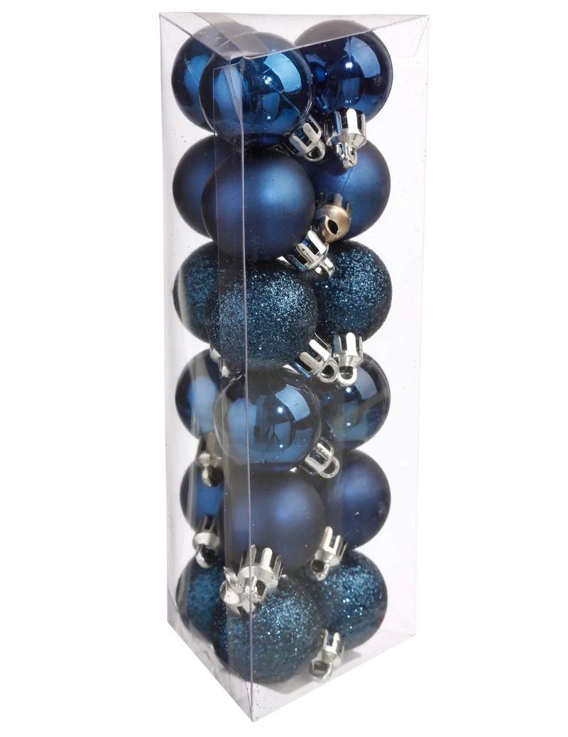 18 mini nachtblaue Weihnachtskugeln 3 cm, matt und glänzend