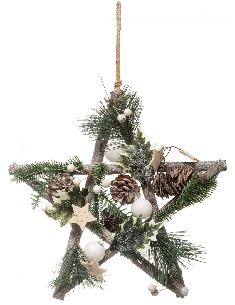 Natürlicher Holzstern zum Aufhängen 30 cm, Pflanzendekor