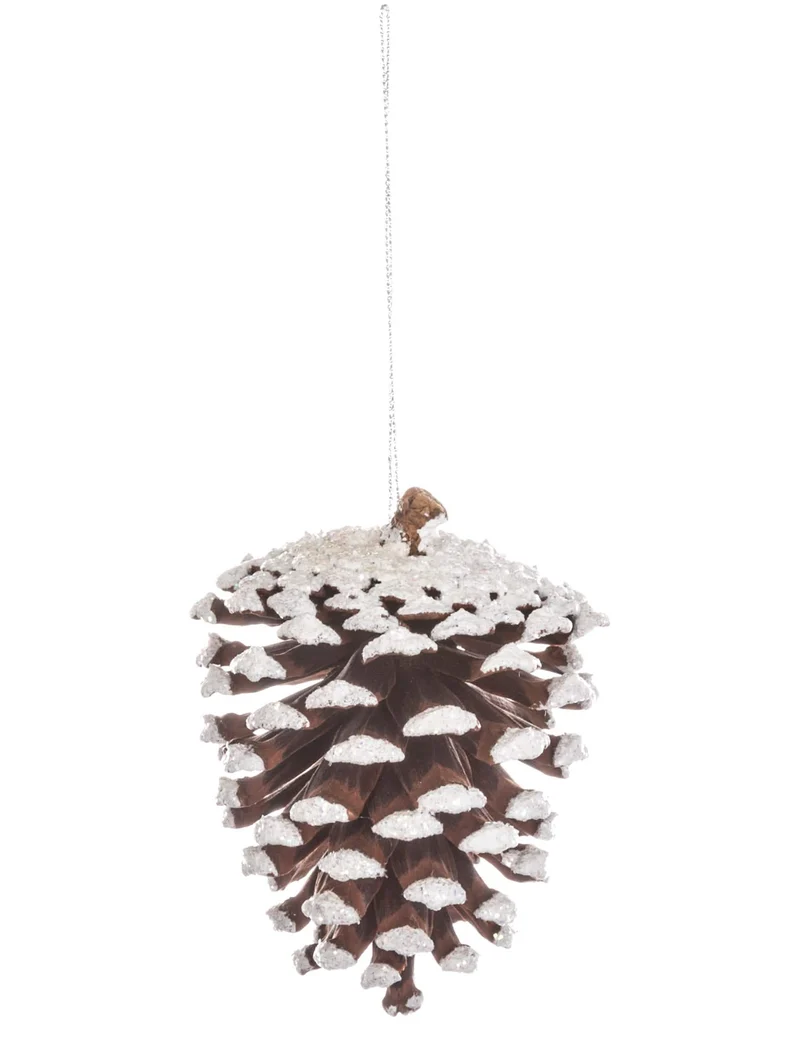Hängedekoration für Tannenbaum Tannenzapfen verschneit 8 cm