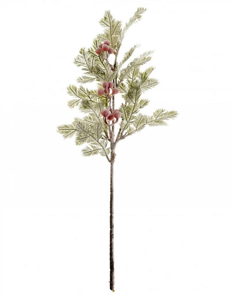 Tannenast mit gefrosteten roten Beeren 75 cm