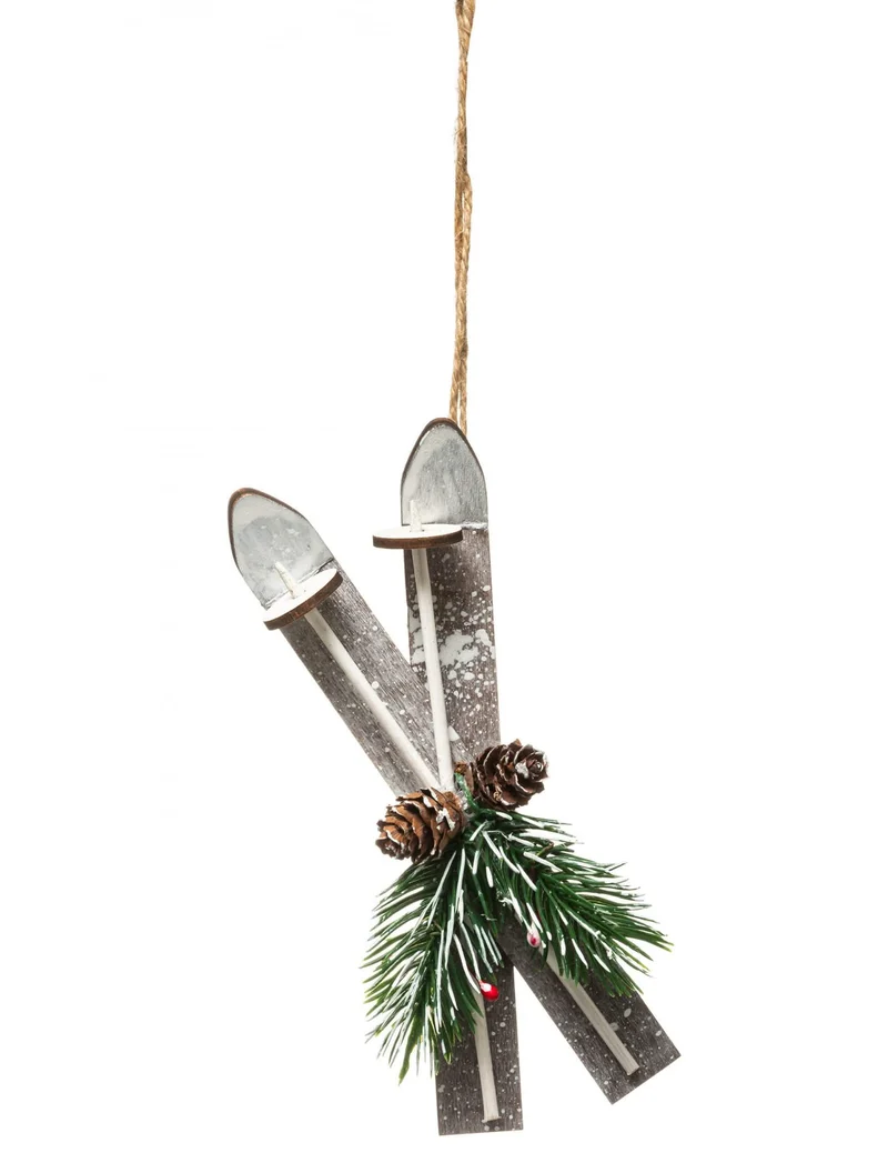 Hängedekoration aus Holz Paar Skier 15 cm