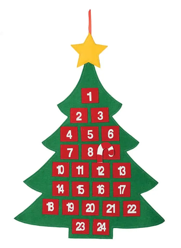 Calendrier de l'avent en tissu sapin de Noël 55 x 70 cm