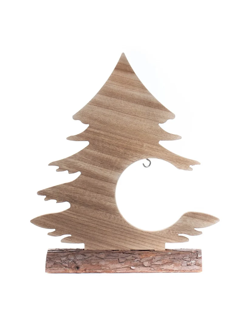 Holz-Weihnachtsbaum-Dekoration 35 cm auf Holzscheibe