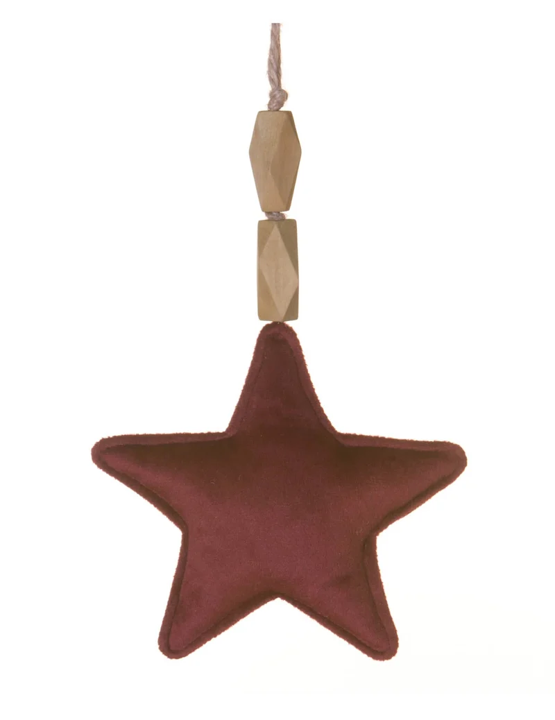 Bordeauxfarbener Samtstern-Anhänger 15 cm für den Weihnachtsbaum